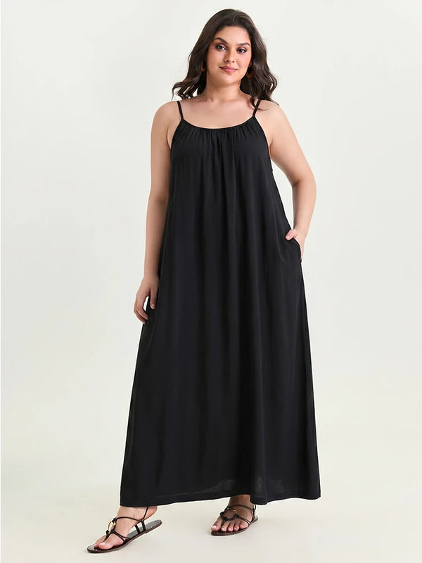Women's Solid Color Backless Cami Dress