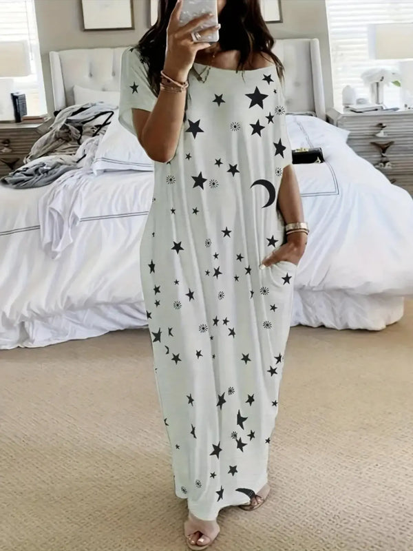Women's Butterfly Heart Tie-Dye Nightgown with Pockets