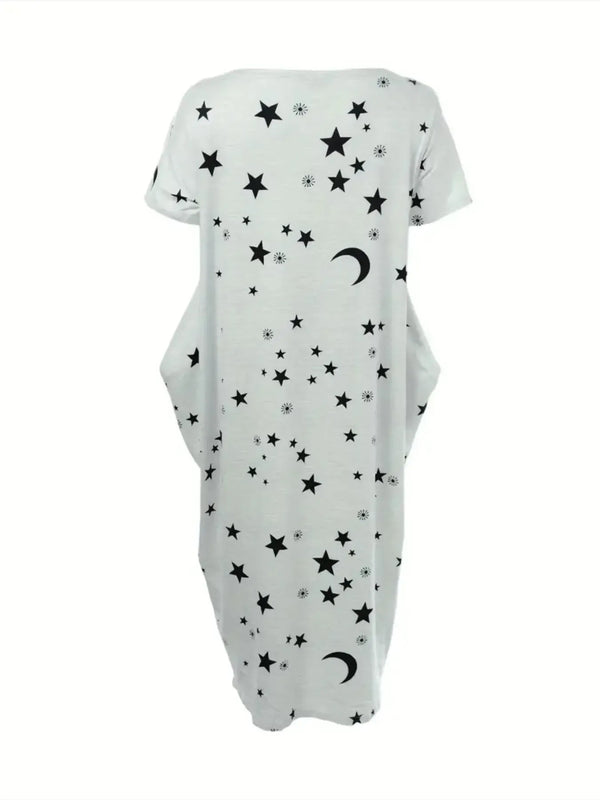 Women's Butterfly Heart Tie-Dye Nightgown with Pockets
