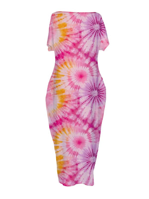 Women's Butterfly Heart Tie-Dye Nightgown with Pockets