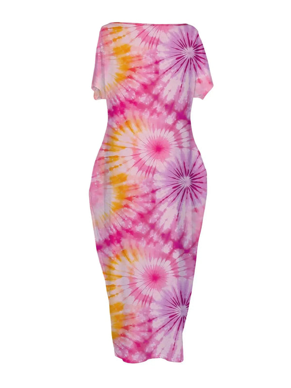 Women's Butterfly Heart Tie-Dye Nightgown with Pockets
