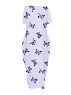 Women's Butterfly Heart Tie-Dye Nightgown with Pockets