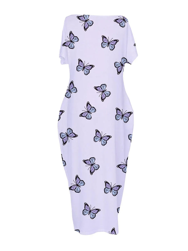 Women's Butterfly Heart Tie-Dye Nightgown with Pockets