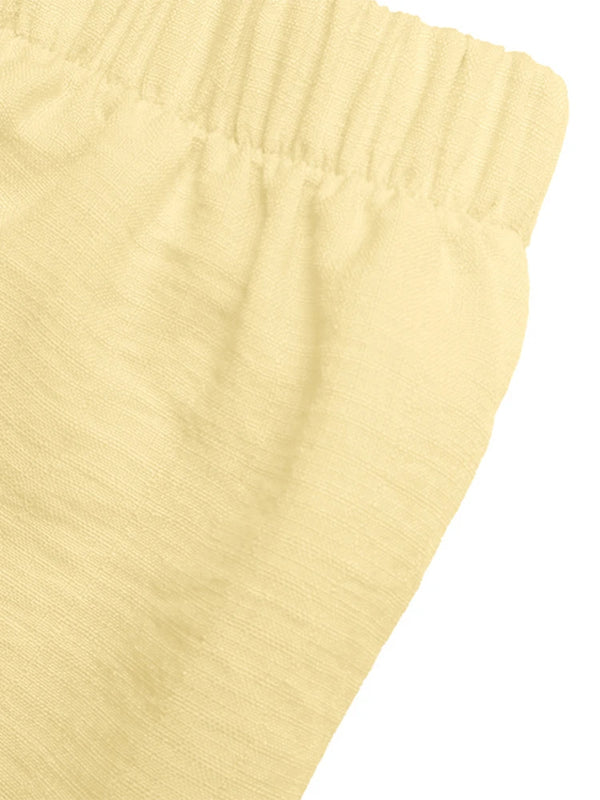 French Chic Linen Look V Neck Peplum Vest Wide Leg Pants Set