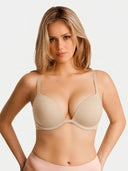 Deep V Push Up T-Shirt Bra – Seamless Padded Everyday Bra with Natural Lift & Comfortable Support
