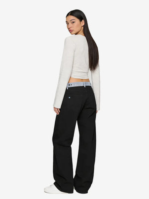 Adjustable Low-Rise Barrel Jeans