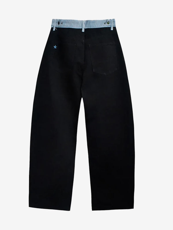 Adjustable Low-Rise Barrel Jeans