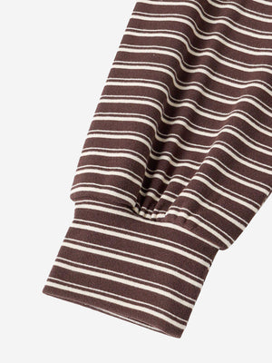 Women’s Cozy Striped Lounge Set – Loose Fit Long Sleeve Top & Shorts