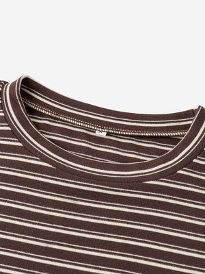 Women’s Cozy Striped Lounge Set – Loose Fit Long Sleeve Top & Shorts