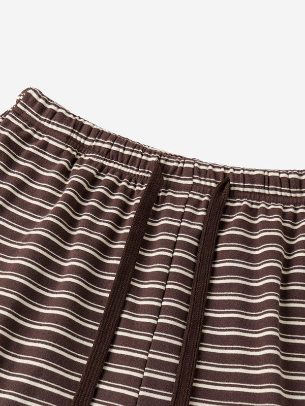 Women’s Cozy Striped Lounge Set – Loose Fit Long Sleeve Top & Shorts