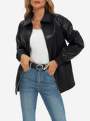 Oversized Faux Leather Bomber Jacket