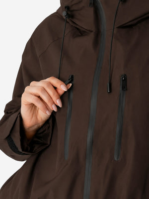Women's Oversized Waterproof Rain Jacket with Hood & Pleated Hem