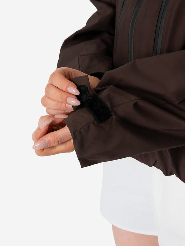 Women's Oversized Waterproof Rain Jacket with Hood & Pleated Hem