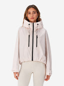 Women's Oversized Waterproof Rain Jacket with Hood & Pleated Hem