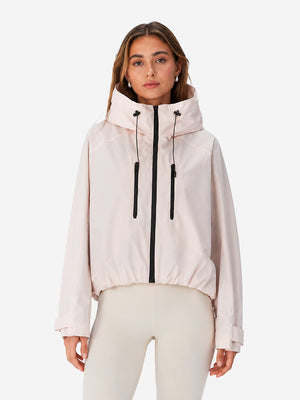 Women's Oversized Waterproof Rain Jacket with Hood & Pleated Hem