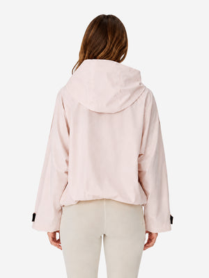 Women's Oversized Waterproof Rain Jacket with Hood & Pleated Hem