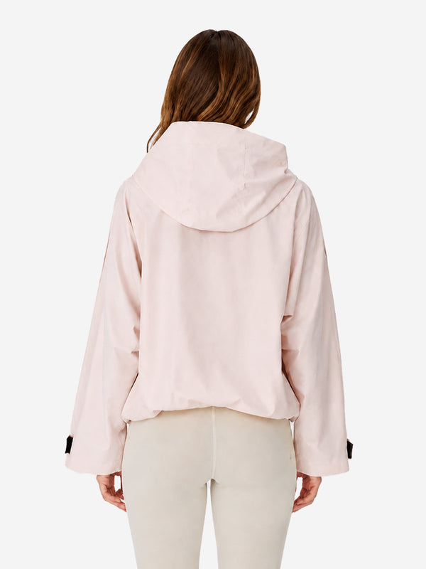 Women's Oversized Waterproof Rain Jacket with Hood & Pleated Hem