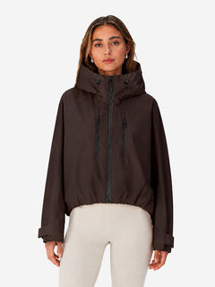 Women's Oversized Waterproof Rain Jacket with Hood & Pleated Hem