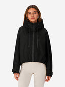 Women's Oversized Waterproof Rain Jacket with Hood & Pleated Hem