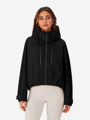 Women's Oversized Waterproof Rain Jacket with Hood & Pleated Hem