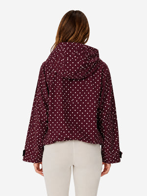 Women's Oversized Waterproof Rain Jacket with Hood & Pleated Hem