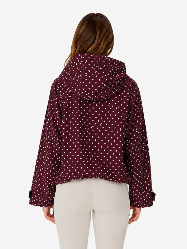Women's Oversized Waterproof Rain Jacket with Hood & Pleated Hem