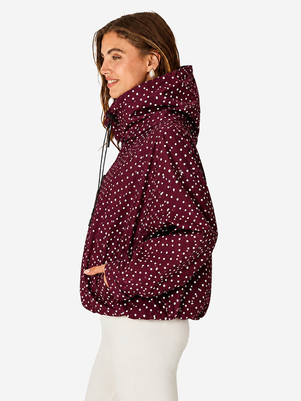 Women's Oversized Waterproof Rain Jacket with Hood & Pleated Hem