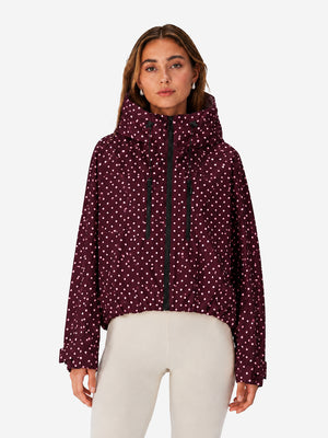 Women's Oversized Waterproof Rain Jacket with Hood & Pleated Hem
