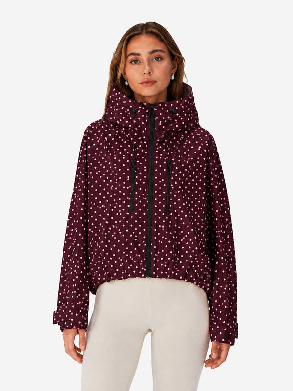 Women's Oversized Waterproof Rain Jacket with Hood & Pleated Hem
