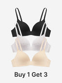 Women's Lightly Lined Wireless Plunge T-Shirt Bras (Buy 1 Get 3)