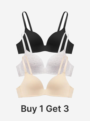 Women's Lightly Lined Wireless Plunge T-Shirt Bras (Buy 1 Get 3)