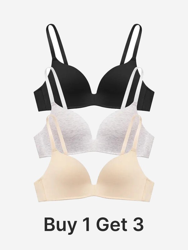 Women's Lightly Lined Wireless Plunge T-Shirt Bras (Buy 1 Get 3)