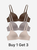 Women's Lightly Lined Wireless Plunge T-Shirt Bras (Buy 1 Get 3)