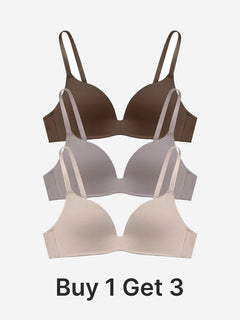Women's Lightly Lined Wireless Plunge T-Shirt Bras (Buy 1 Get 3)