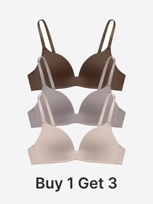 Women's Lightly Lined Wireless Plunge T-Shirt Bras (Buy 1 Get 3)