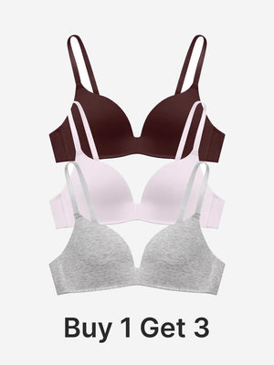 Women's Lightly Lined Wireless Plunge T-Shirt Bras (Buy 1 Get 3)