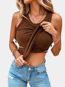 2-in-1 Ribbed Racerback Tank Top with Built-In Bra Support