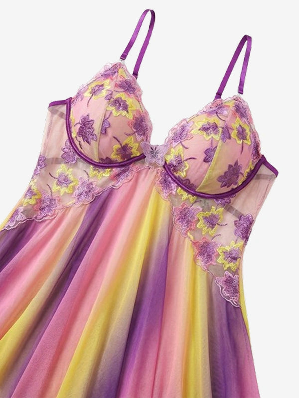 Romantic Floral Embroidered Plus Size Babydoll