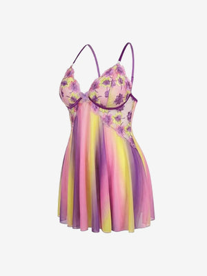 Romantic Floral Embroidered Plus Size Babydoll