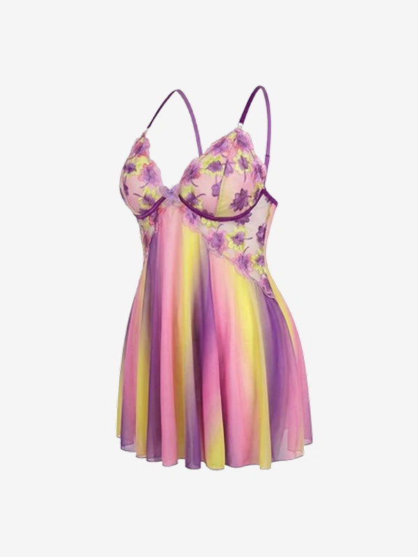 Romantic Floral Embroidered Plus Size Babydoll