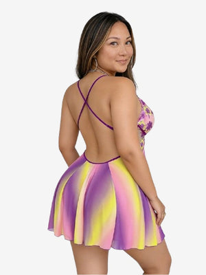 Romantic Floral Embroidered Plus Size Babydoll