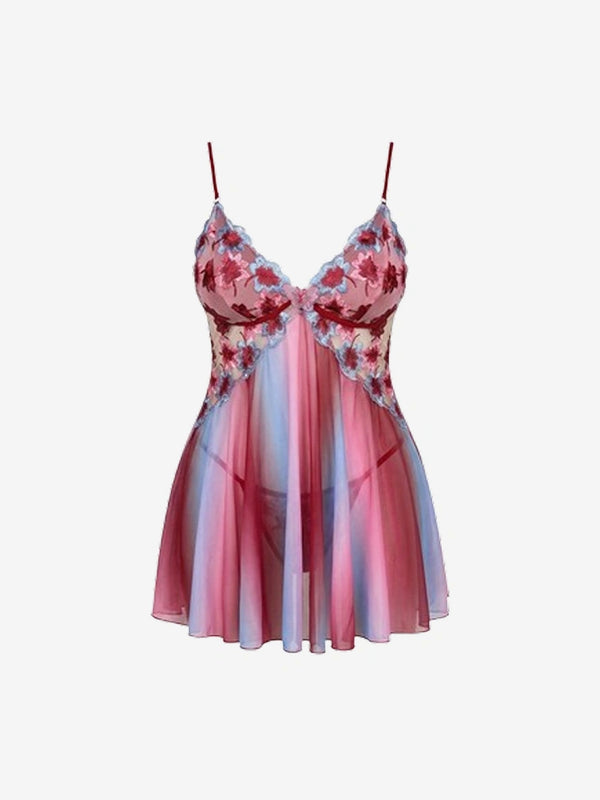 Romantic Floral Embroidered Plus Size Babydoll