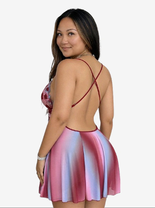 Romantic Floral Embroidered Plus Size Babydoll