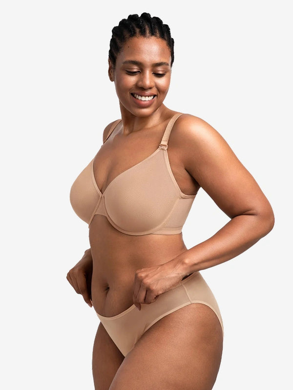 Seamless Mesh Unlined Underwire Minimizer Bra