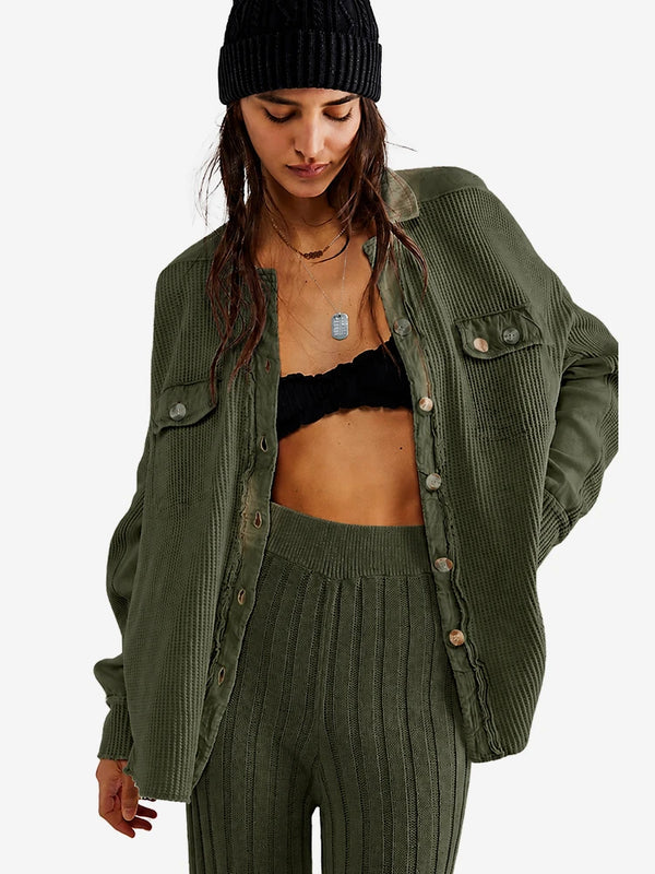 The Cozy Waffle Knit Shacket Top