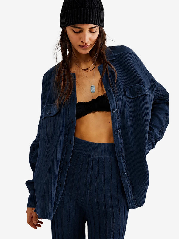 The Cozy Waffle Knit Shacket Top