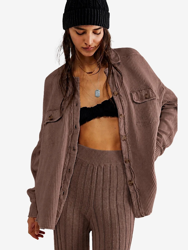 The Cozy Waffle Knit Shacket Top