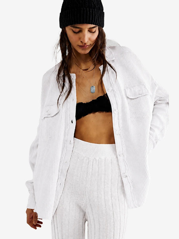 The Cozy Waffle Knit Shacket Top