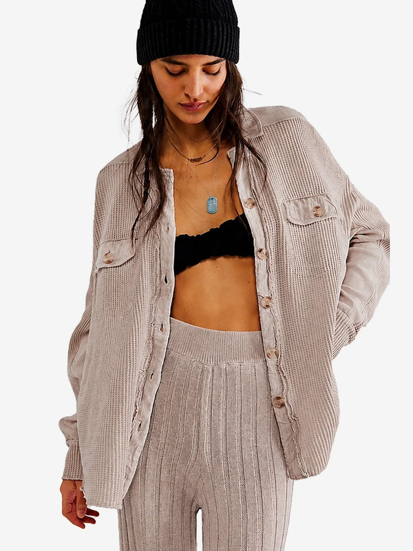 The Cozy Waffle Knit Shacket Top