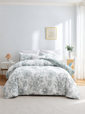3 Piece Floral Duvet Cover Set with Matching Pillowcases